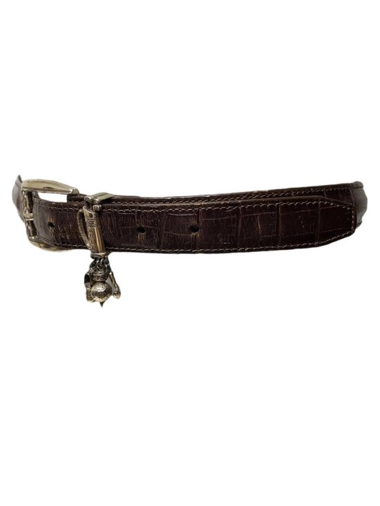 90s - 00s Brighton Golf charms leather belt . size M - L / 32 . crafted in USA
